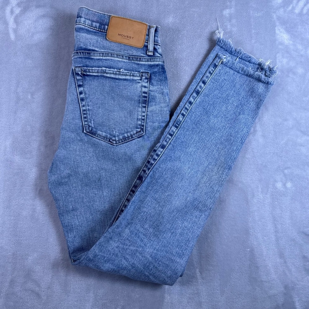Moussy Vintage Skinny Distressed Light Wash Jeans Womens Size 28 Made in Japan*